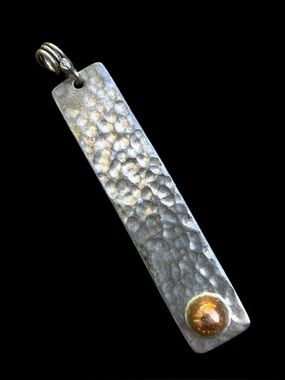 Vintage HOB Mexico Sterling Modernist Hammered Brutalist Necklace Pendant *Read*